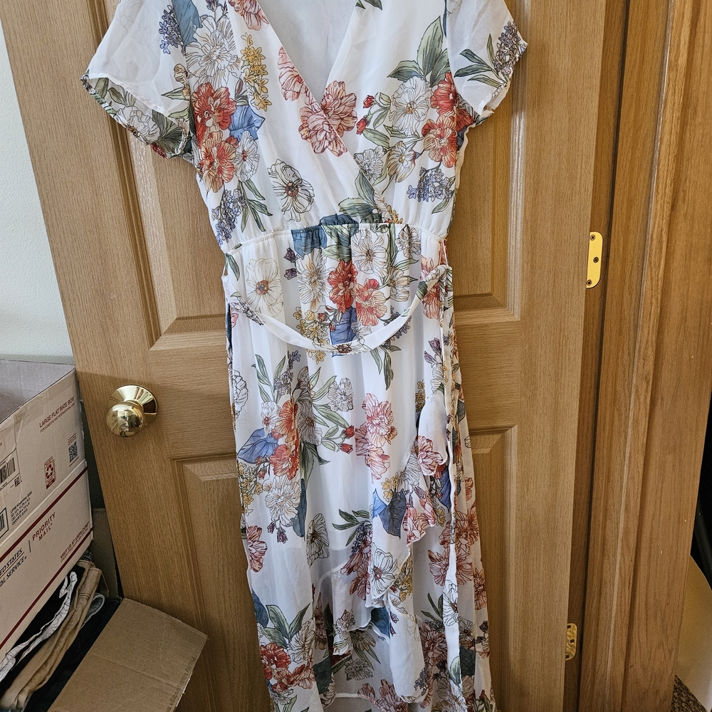 Espresso Floral High Low Dress - Multicolor
